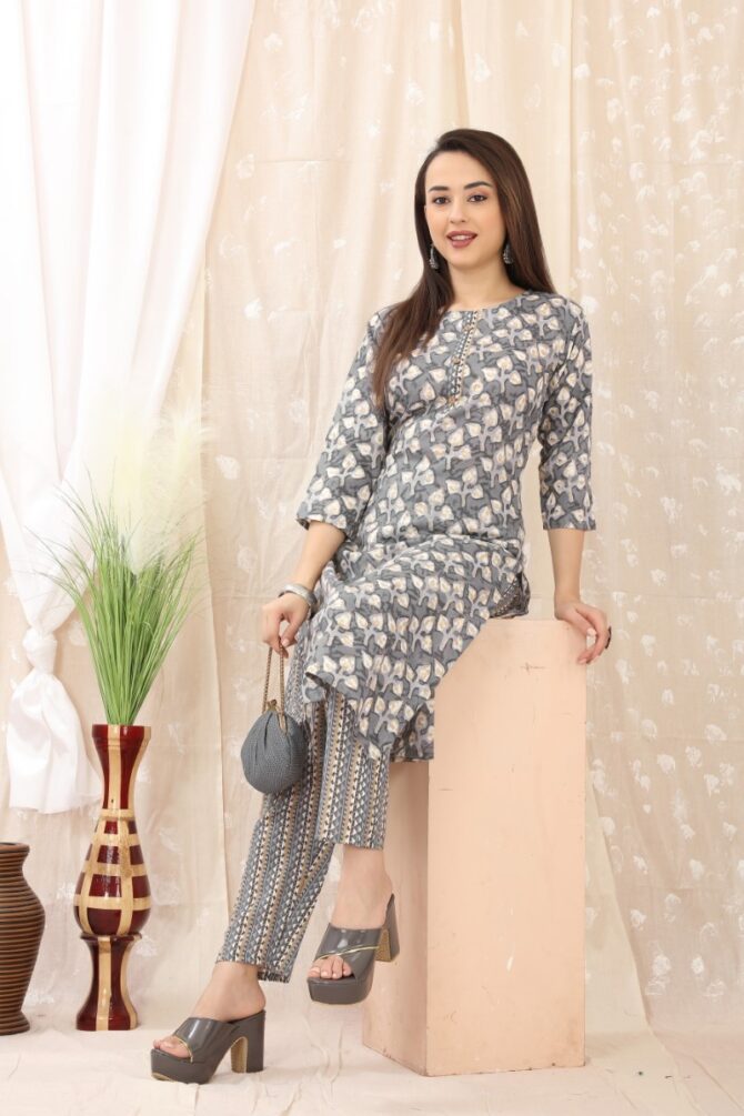 Grey Cotton Blend Comfort: Green Apparel By Premroop
