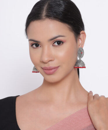 Traditional Silver Plated Drop Jhumka Earring