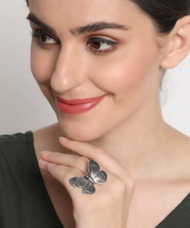 Butterfly Inspired German Silver Adjustable Finger Ring