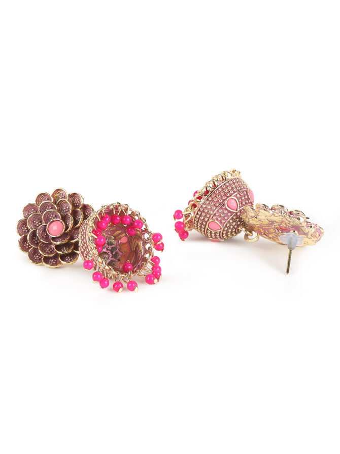 Traditional Gold Plated Enamelled Party Wear Jhumka Earring