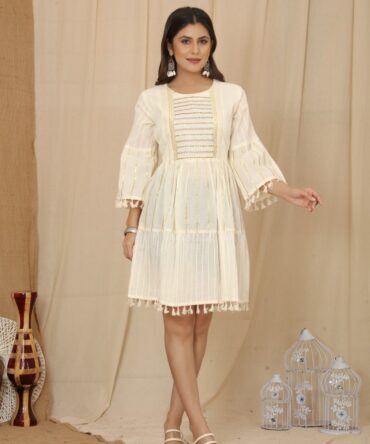 Golden Stripe  Off White Cotton Tunic from Premroop