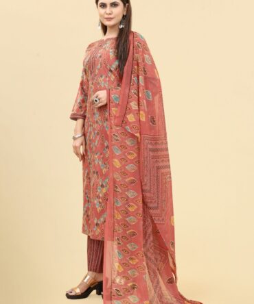 Cotton Printed Women Solid Straight Kurta With Trouser & Dupatta