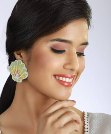 Multicolored Artificial Beads Studded Cloud Shaped Drop Earrings