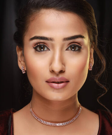 Rose-Gold Plated American Diamond Studded Handcrafted Jewellery Set