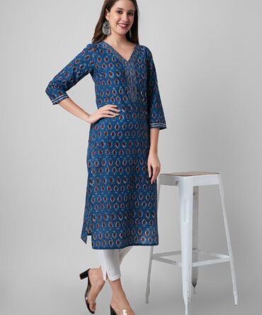 Block Print Straight Kurta