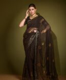 Khushi Brasso Heavy Georgette saree (Black)