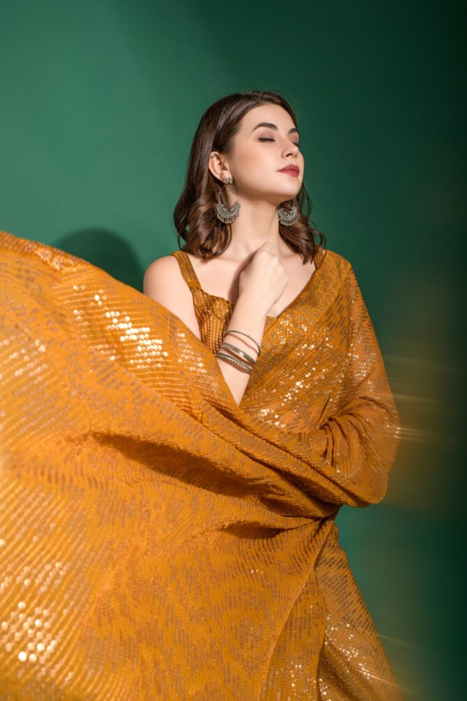 Kiyara Celebrity inspired designer Sequance saree