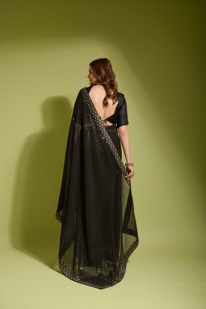 Koski Beautiful Plain Sequence Saree