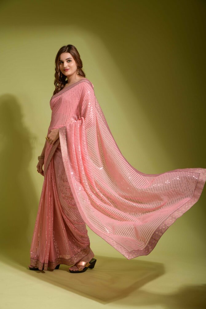Koski Beautiful Plain Sequence Saree