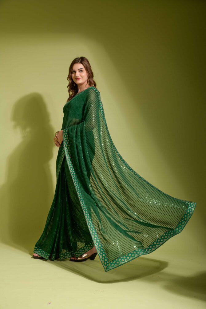 Koski Beautiful Plain Sequence Saree