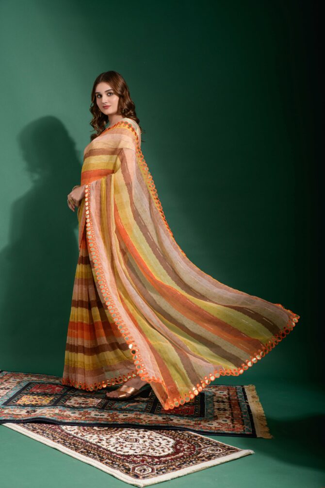 Smooth Chifon Leriya Print  Saree