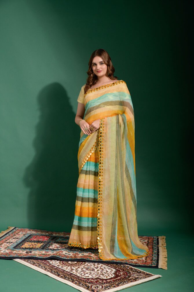 Smooth Chifon Leriya Print  Saree