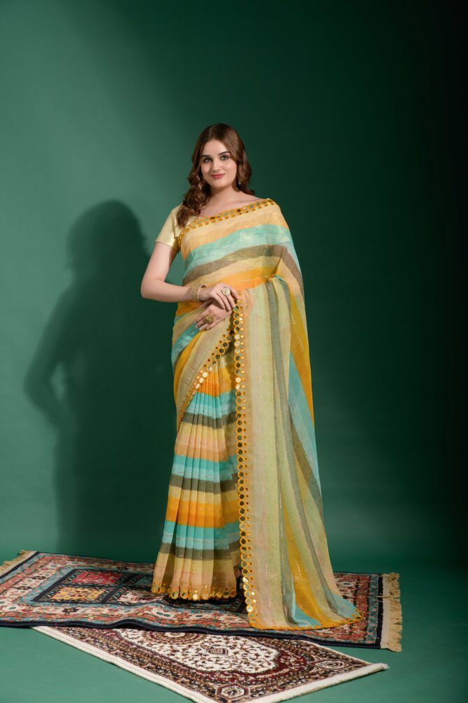 Smooth Chifon Leriya Print  Saree