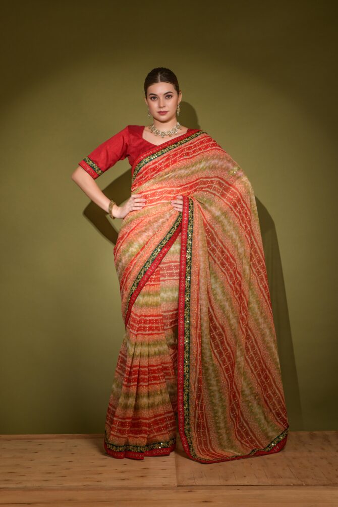 Traditional Foil Print Saree