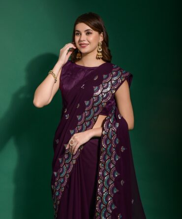 Chandani Heavy Georgette Saree (Wine)
