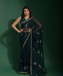 Kabiri Georgette Heavy Work Sequence Saree (Petrol)