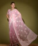Heavy Blooming Georgette Traditional  Lakhnavi Saree (Onion)