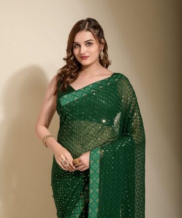 Beautiful Koski Chokdi  Sequance Saree (Green)