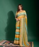 Laheriya Heavy Chiffon Printed Saree (Yellow)