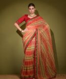 Radhe Heavy Georgette Traditional Foil Print Saree (Red)