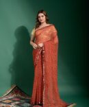 Laheriya Heavy Chiffon Printed Saree (Maroon)