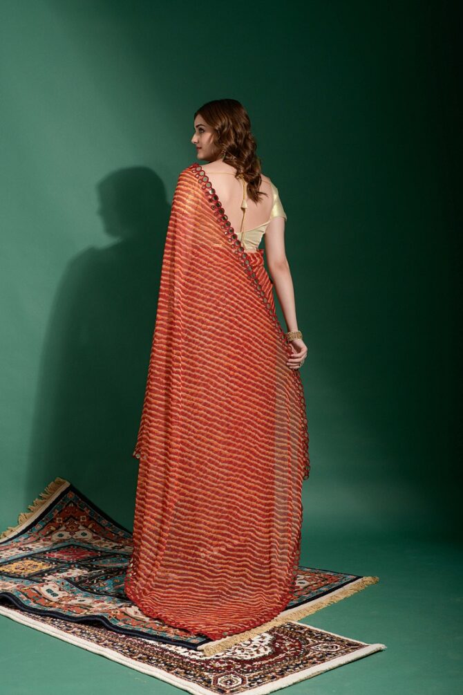 Laheriya Heavy Chiffon Printed Saree (Maroon)