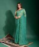 Laheriya Heavy Chiffon Printed Saree (Green)