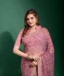 Sela Printed & Embroidery Worked Saree (Onion)
