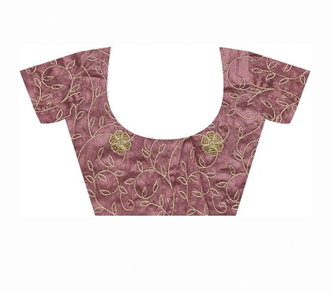 Sela Printed & Embroidery Worked Saree (Onion)
