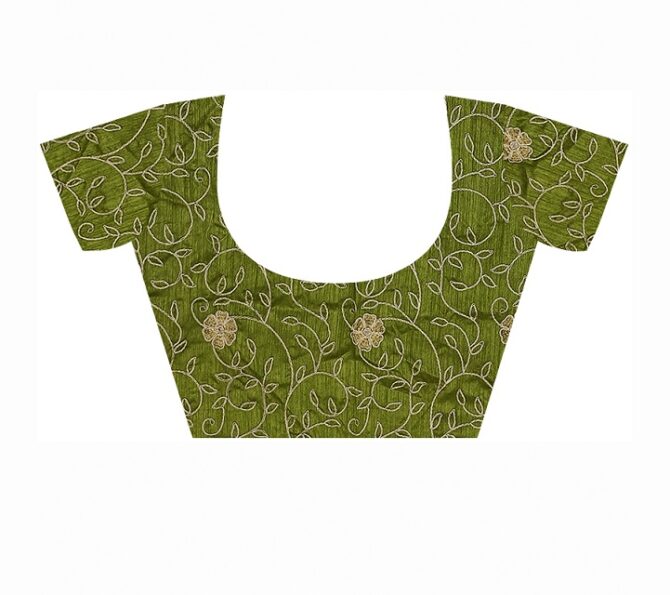 Sela Printed & Embroidery Worked Saree (Parrot Green)