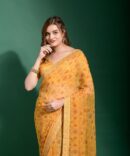 Sela Printed & Embroidery Worked Saree (Yellow)