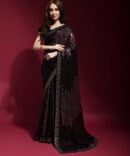 Pyramid Georgette Saree With Sequence Work (Onion)