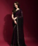 Pyramid Georgette Saree With Sequence Work (Wine)