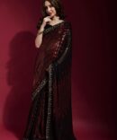 Pyramid Georgette Saree With Sequence Work (Red)