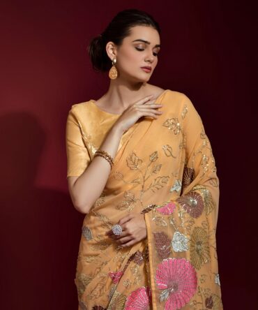 Gulabo premium georgette saree (Chiku)