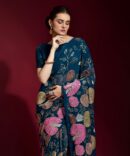 Gulabo premium georgette saree (Petrol)