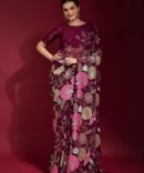 Gulabo premium georgette saree (Wine)