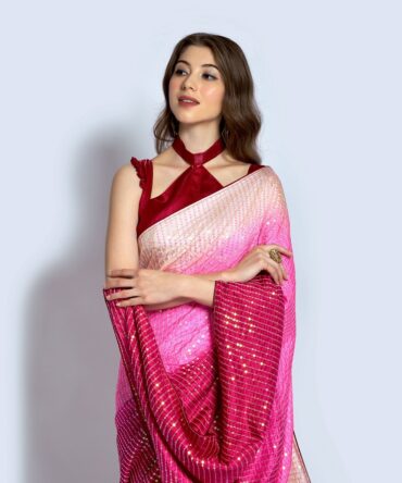 Beautiful Multi Color Padding Ton To Ton Sequence Saree (Pink)