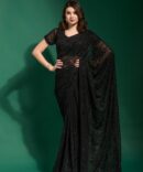 Gauri Heavy Georgette Blooming Saree (Black)