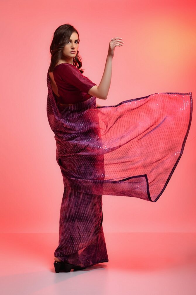 Prizam Bollywood Party Wear Saree (Jamun)