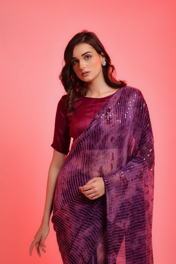 Prizam Bollywood Party Wear Saree (Jamun)