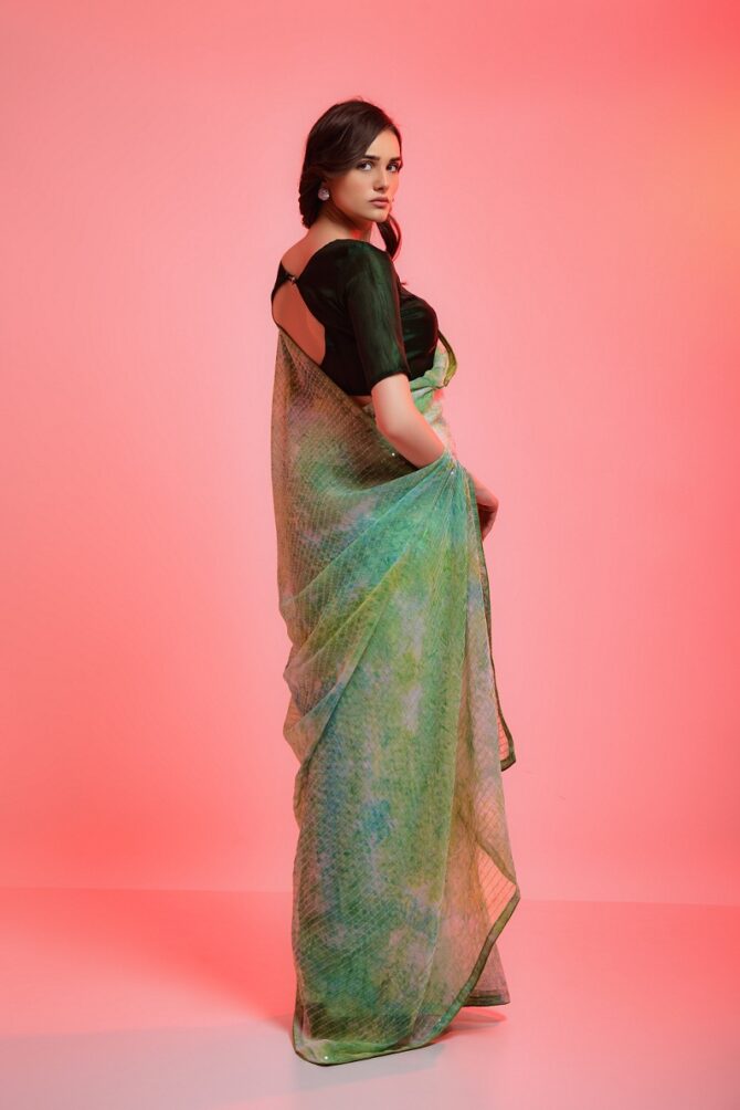 Prizam Bollywood Party Wear Saree (Parrot)