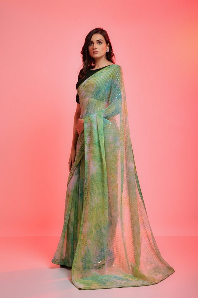 Prizam Bollywood Party Wear Saree (Parrot)