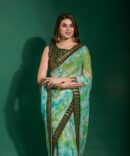 Mansuri Prizam Printed chiffon Saree (Green)